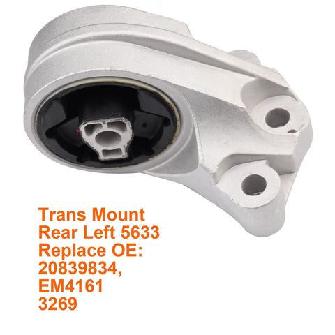 Rear left transmission mount for Set Of 4 Heavy Duty Engine Motor And Transmission Mounts For 2010 To 2017 Captiva Equinox Terrain 2.4L Direct Replacement With OE Numbers 5659 5562 5633 3307 22774206 20840181 20840183 20839834, shown with bolt holes and OE number 5633