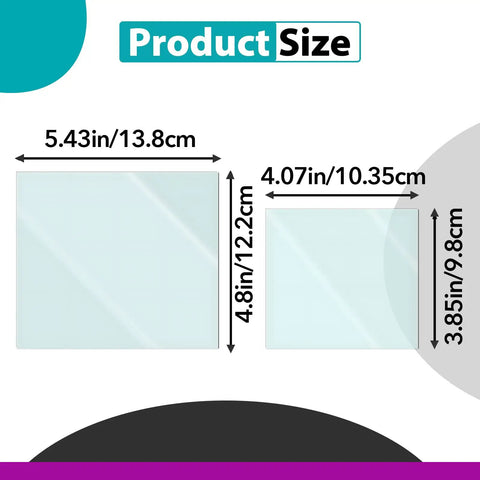 Replacement Lens Kit For LYG M800H And 17800F Welding Helmets dimensions showing 5.43x4.8in and 4.07x3.85in lenses