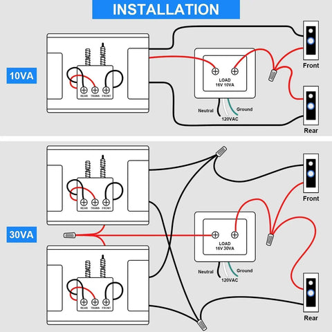 Wiring diagram for 1 Pack 16V 30VA Doorbell Transformer For Ring Wired Video Doorbell UL Listed Safe Power Supply Kit installation