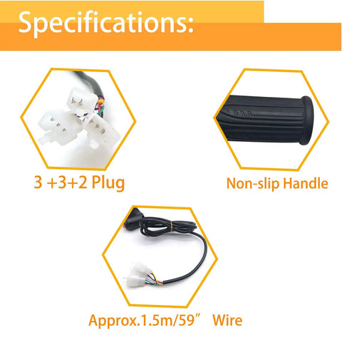 Universal Twist Throttle Grips For E Bikes And Scooters 12V To 72V Street Ready Three Speed And Reverse Wire Harness With 3 3 2 Pin Connectors Replacement Handlebar Grip Set