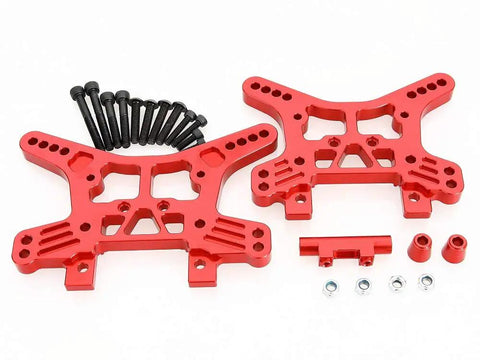 CNC Aluminum Front And Rear Shock Tower Damper Bridge Set For 1:5 Losi DBXL DBXL E MTXL RC Cars Red Finish, Beefed Up 6061 T6 Aluminum