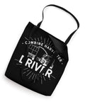 Harvesting Machine Tote Bag For Farmers And Gearheads With Funny Reaper Harvest Theme And Harvester Driver Design, black canvas, 16x16 in