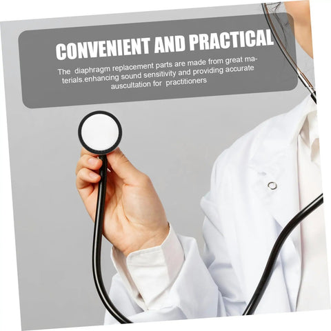 Premium Stethoscope Replacement Diaphragm Assembly Ring With Spot On Acoustic Membrane for Clinic Repairs, hand holding a black diaphragm.