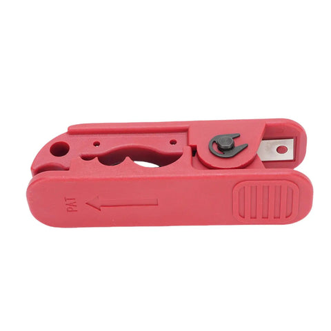Fabater Auto Adjusting Wire Stripper Tool With Ergonomic Handle Features 360 Degree Rotation For Precise Crimping And Accurate Cutting Of Electrical Cables Ranging From 4mm To 240mm Ideal For Network And Repair Jobs Ensuring Secure Connections Every Time, showing red plastic design.