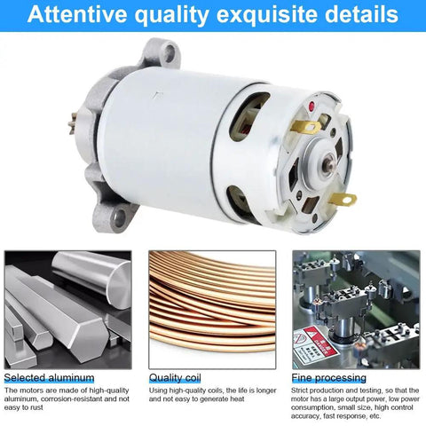 Beefy 8 Teeth RS550 DC Reciprocating Saw Motor with Helical Gear, heavy-duty replacement featuring copper coil and aluminum housing.