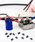 Top Shelf Rectifier Diode 100 Piece Assortment Kit with blue capacitor and connections for AC to DC power supply setup.