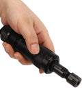 Hand holding a compact air die grinder, built tough from premium stainless steel for detailed engraving and carving tasks.