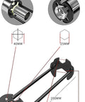 Two Pack 4 In 1 Sink Wrenches Carbon Steel Outer Hex Nut Wrenches with multiple hex sizes and dimensions illustrated