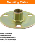 Heavy Duty Furniture Leg Mounting Plates 4 Pack Beefy T Nut Brackets With M4 Screws And Grip Tight Pads, thickened metal design.