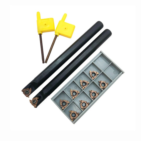 Pro Grade Threading Tool Bit Set With External And Internal Threading Boring Bars And Turning Tool Holders Includes 2 Boring Bars And 16ER IR AG60 Carbide Inserts For Stainless Steel Machining