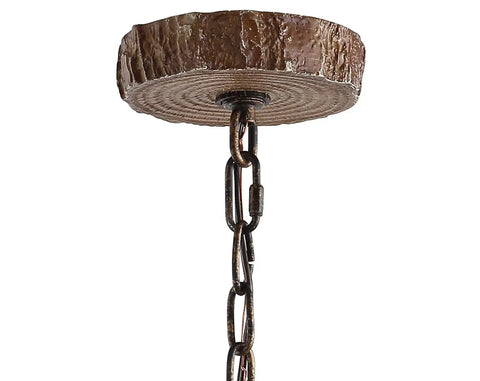 Rustic chain detail of Brown Adjustable Resin Antler Three Light LED Chandelier, Cozy Farmhouse Vibe Faux Antler Hanging Light