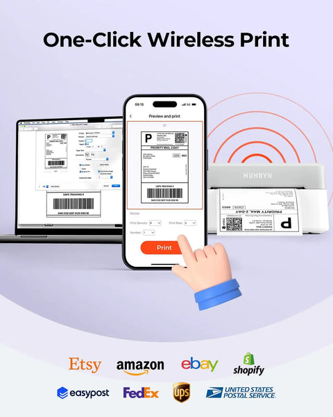 Wireless Bluetooth Thermal Label Printer For 4x6 Shipping Labels And Print Width 1.57 To 4.25 Inches Ideal For Small Businesses