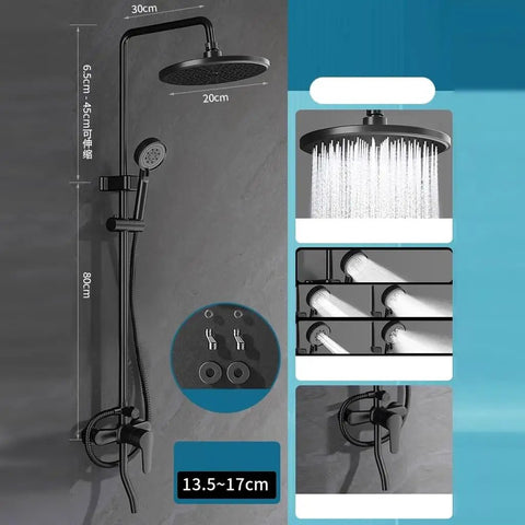 No Sweat Installs Top Shelf All In One Bath Shower Mixer Set Five Function handheld sprayer in sleek black finish.