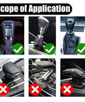 Image showing various car shift knobs with check and cross marks, indicating compatibility with Gear Shift Hoodie Cover For Cars.