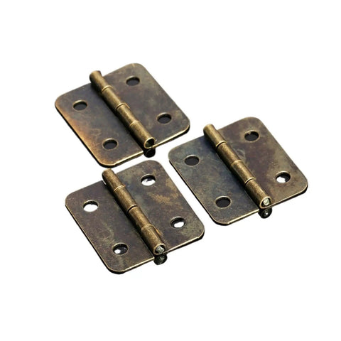 Rotating Concealed Cabinet Hinges Set, 12 Pcs 4 Hole Wood Box Case Door Hardware 19x16mm With Screws, Easy Install shown in brass finish