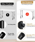 Comparison image highlighting Heavy Duty Adjustable Table Risers And Leg Extenders Four Pack features, stability vs. sliding.