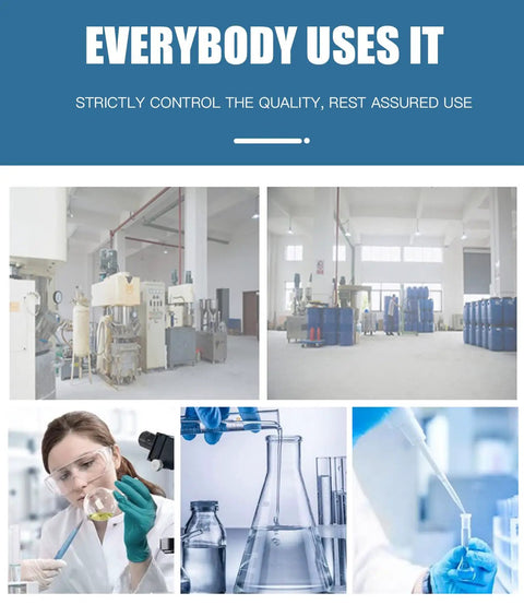 Lab environment with technicians handling experiments, glass beakers, and industrial equipment for quality control purposes.