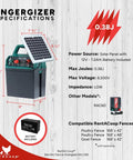 Electric Poultry Netting Accessory Set With 0.38J Solar Fence Charger specs, energizer with solar panel and dimensions