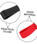 Close-up of scuba diving cylinder tank holder strap with red durable rubber for easy tank transport.