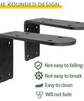 Heavy Duty L Shape Wall Shelf Brackets Two Pack Solid Steel Corner Mounts Rust Proof with rounded design in matte black finish.