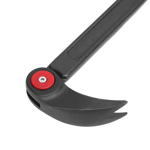 Heavy Duty 18 Inch Adjustable Indexing Pry Bar Featuring A Rock Solid Rotating Head And 14 Secure Locking Positions forged steel head detail.