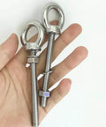 Heavy Duty Stainless Steel Eye Bolts 2 Pack M8 Shoulder Eyebolt Set With Washers And Nuts, 4.5 Inch Overall Length, 3.15 Inch Thread Length