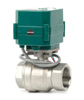 Front view of One And One Quarter Inch Tough As Nails Motorized Ball Valve Made From 304 Stainless Steel Full Port NSF Certified Electric Ball Valve
