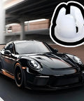 Beefy 10 Pack Car Headlamp Mounting Grommet Retaining Clip Set shown with sports car background