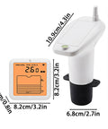 No Fuss Ultrasonic Water Level Monitor With Digital Readout And High Sensitivity Sensor For Accurate Tank Capacity Measurement In Home Containers, Reservoirs, Farms And Indoor Storage, with dimensions shown.