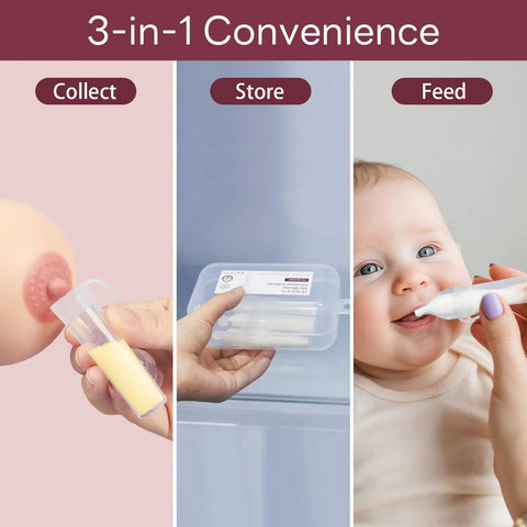 Mom Life Savior Colostrum Collector Kit 5 Ml 6 Piece Pack collecting, storing, and feeding breast milk with newborn.