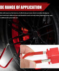 Red lug nut extractor tool from Three Piece No Sweat Wheel Hub Bolt Cover Removal Tool Set, designed for easy removal of screw caps.