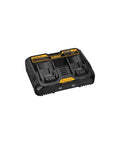 Dual 12V To 20V MAX Battery Charger For Li Ion Batteries With Two USB Ports, showing LED charge status and corded power station.