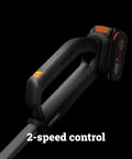 Handle of Nitro Cordless Leaf Blower With 410 CFM Airflow And 130 MPH Turbo Power showing 2-speed control