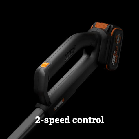 Handle of Nitro Cordless Leaf Blower With 410 CFM Airflow And 130 MPH Turbo Power showing 2-speed control