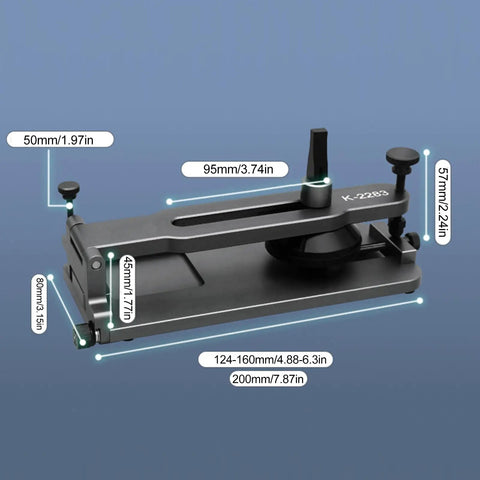 Phone LCD Display Separator Pro Tool For Quick Screen Removal with dimensions labeled, shown in aluminum with dual suction cups.