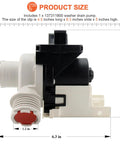 Heavy Duty Upgraded Washer Drain Pump Compatible With Electrolux And Frigidaire Washing Machines, 4.5x6.3x5in with measurements displayed.