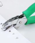Two Pack Handheld Metal Hole Punches For DIY Crafts And Scrapbooks, Triangle 6mm And Square 4.5mm, soft grip handle in use