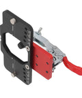 Rock Solid 35mm Aluminum Hinge Jig Kit For Cabinet Doors Accurate Locking Guide with adjustable frame and red lever.