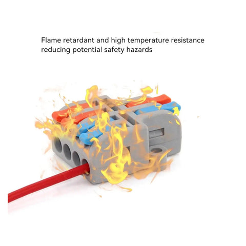 Quick Connect Mini Wire Splitter For Home Projects: Fast Push-In Terminals Splice Solid Stranded Copper Easily With Flame Retardant Housing And Tin Plated Contacts Perfect For Lights, flame-resistant connector