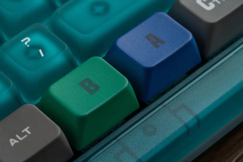 Close up of Retro 87 Key Wireless Mechanical Keyboard Hot Swap Silky Linear Switches with colorful keycaps and lighting.