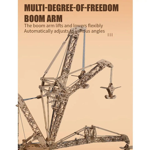 Hands On 3D Wooden Puzzle RC Crane Model Kit With Remote Control Mechanical Lifting Arm Grabbing And Rotation Desktop Display Gift For Adults Teens Hobbyists And Collectors 800 Pieces, 86x80x26 cm wooden boom arm
