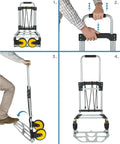Heavy Duty Folding Hand Truck With Telescoping Handle And 264 Lb Load Capacity, Rugged Trolley Cart For Easy Moves Of Boxes, Appliances, And Bulk Supplies At Home Or On The Job, folded steel frame