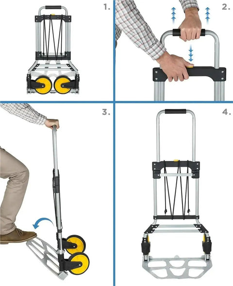 Heavy Duty Folding Hand Truck With Telescoping Handle And 264 Lb Load Capacity, Rugged Trolley Cart For Easy Moves Of Boxes, Appliances, And Bulk Supplies At Home Or On The Job, folded steel frame