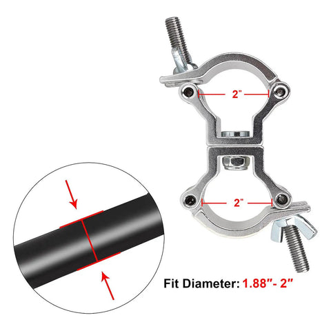4 Pack Silver Swivel Double Truss Clamps For 2 Inch Truss System Built Tough Aluminum Alloy 220 Pound Max Load 360 Degree Swivel Dual Hinged Couplers For Flexible Cross Connection And Angled Mounting, 2 in clamp