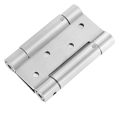 4 Inch Double Action Spring Door Hinges Heavy Duty Stainless Steel Ball Bearing Self Closing With Screws And Adjusting Pin Ideal For Cafes Bars Saloons 2 Pairs, showing hinge