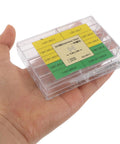 No Sweat Heavy Duty Stainless Steel Watch Screws Assortment Set featuring flat head micro fasteners held in hand.