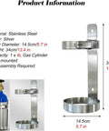 Wall Mounted Oxygen Tank Holder Rack For 11.5 Inch, 14 Inch, And 14.5 Inch Cylinders With Base And Safety Strap, stainless steel