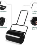 Heavy Duty Lawn Roller 10 Gallon Water And Sand Filled Garden Drum Roller with U Shaped Handle, black durable steel