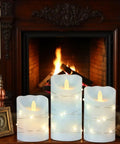 Bunny Flameless Candles With Remote Dope Glass Rabbit LED Candles For Home Decor Wedding Party Easter Holiday Thanksgiving Realistic Flicker Safe Easy Timer Pack Of 3 in front of a fireplace