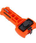 Ace The Install With This Game Changer Door Lock Jig featuring a vibrant orange body and blade holder for precise cuts.